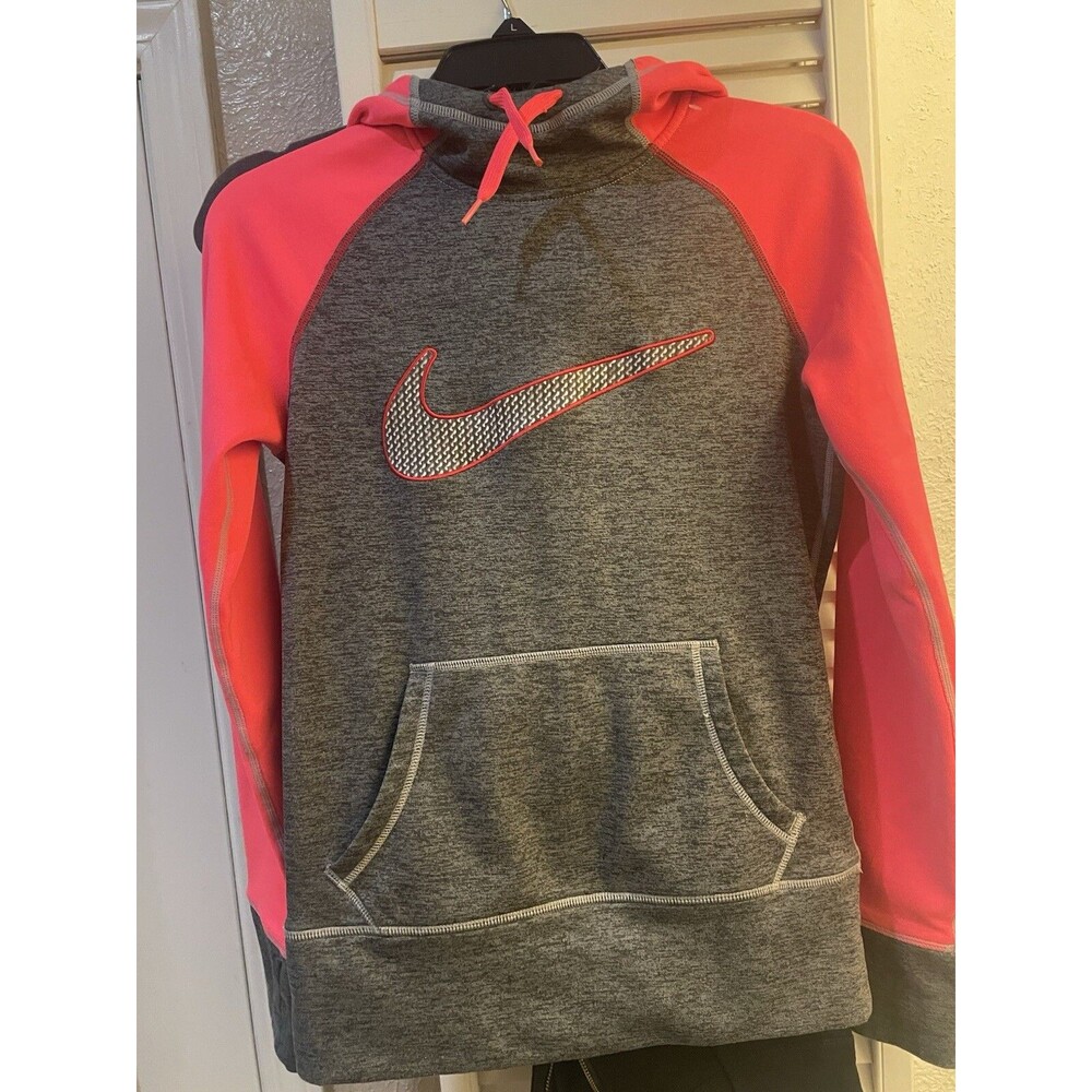 Nike Womens Therma Fit Hoodie Gray Pink Pullover Size XS